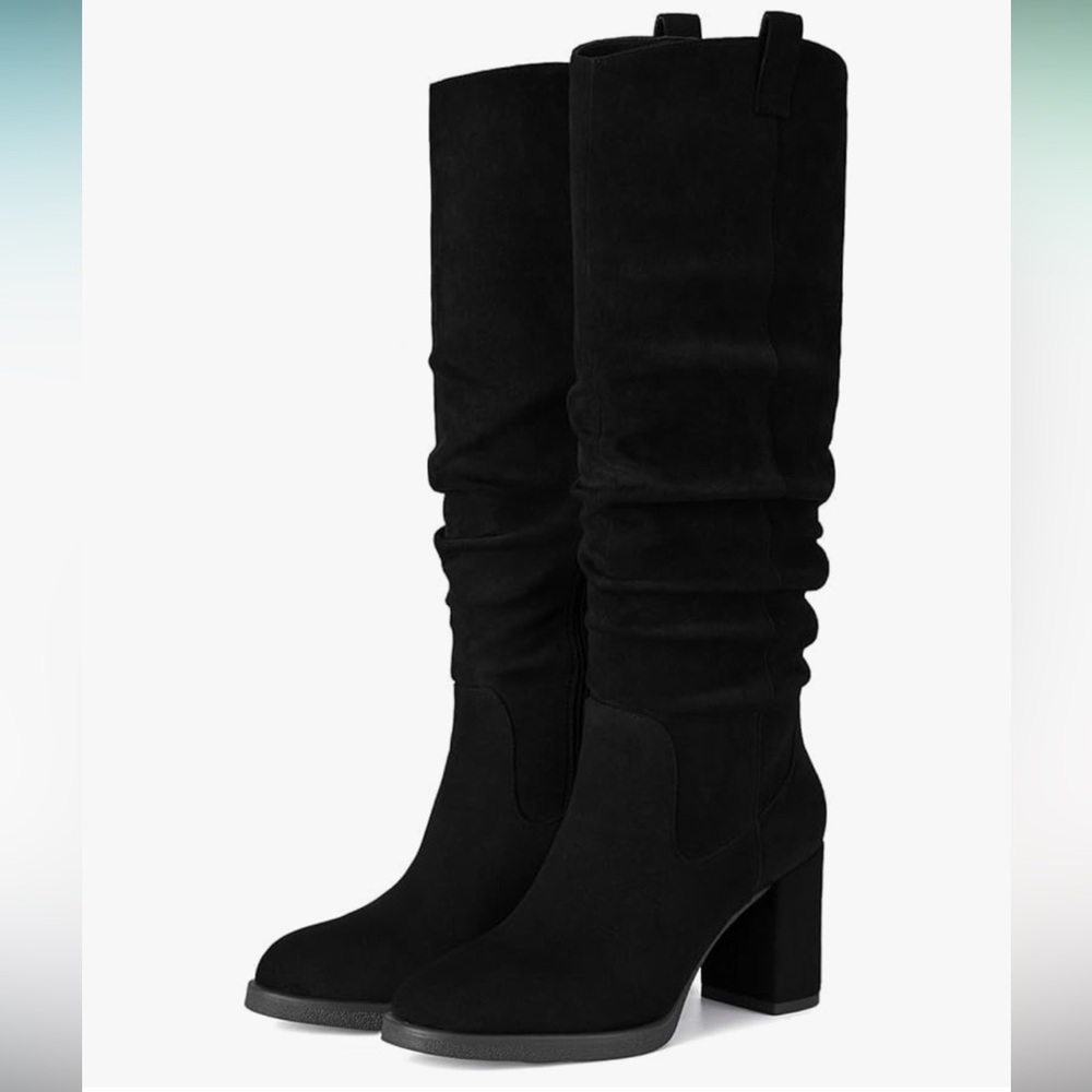 🗽NEW Pasuot Elegant Black Knee-High Heeled Boots